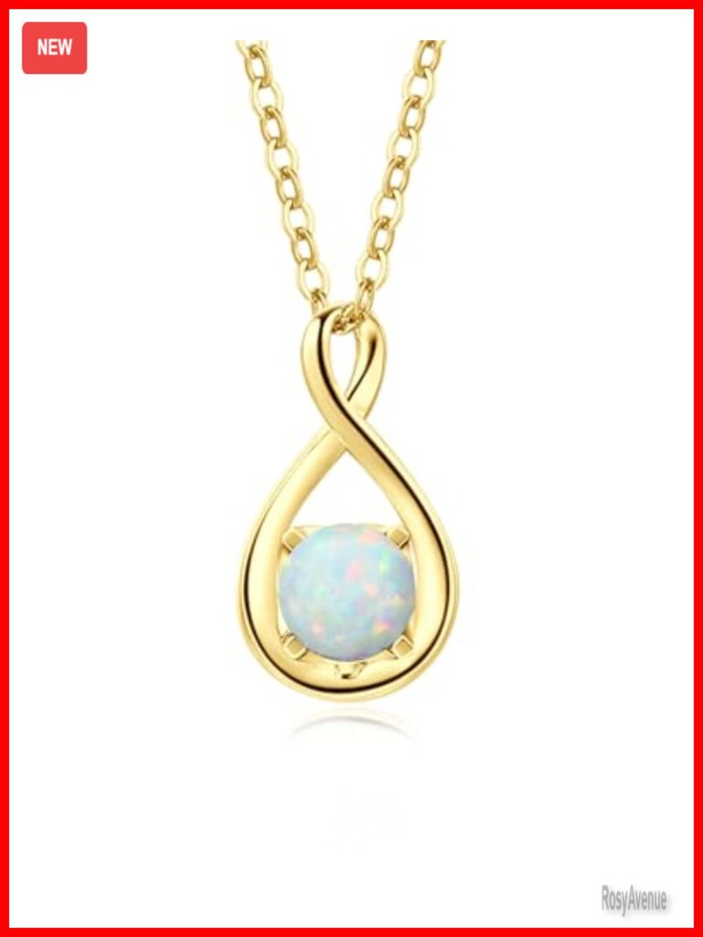 14K Solid Gold Birthstone Infinity Pendant Necklace Sterling Silver Chain